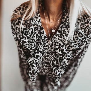 Leopard ruffle stripe Blouse *NEW*