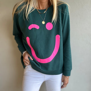 Green & neon pink sweatshirt *relaxed style* *NEW*