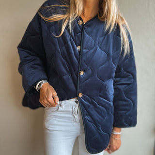 Navy Claudia velvet quilted jacket *NEW*