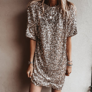 Relaxed Gold Sequin slip dress *NEW*