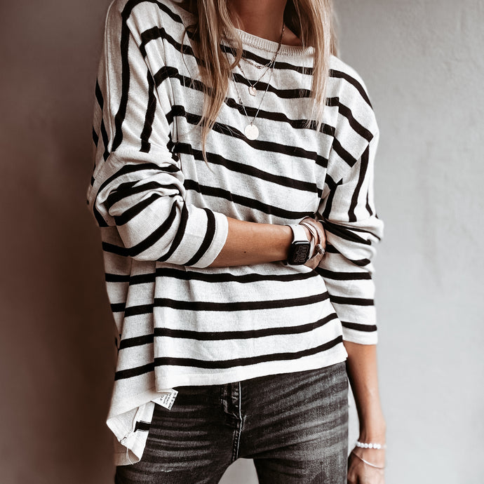 Marseille VINTAGE WHITE / BLACK breton striped sweater *NEW*