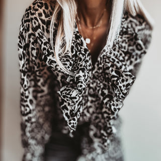 Leopard ruffle stripe Blouse *NEW*