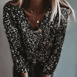 Relaxed Black Sequin top *NEW*