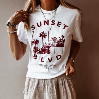 Sunset blvd tee MAROON *boyfriend fit*