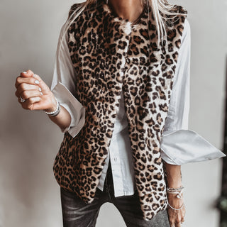 Faux fur leopard gilet