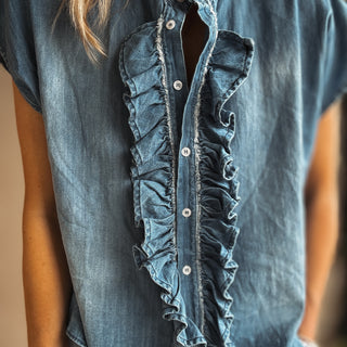 Denim ruffle Blouse *NEW*