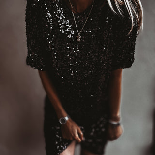 Relaxed Black Sequin dress *NEW*