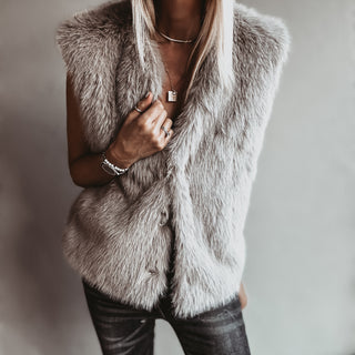 Faux fur GREY gilet *NEW*