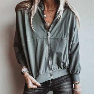 Ultimate zip through LIGHT OLIVE sweat bomber *NEW*