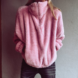 Super fleecy pink zip sweater *NEW*