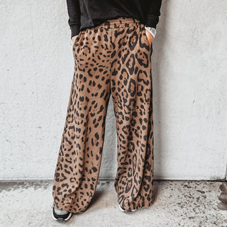 Leopard wide leg joggers *back in stock*