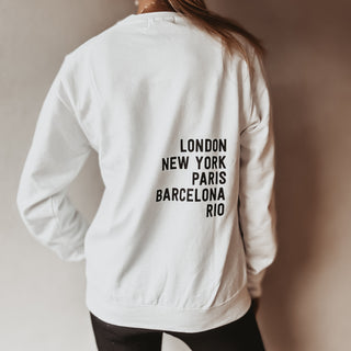 White CITIES sweatshirt  *boyfriend fit*