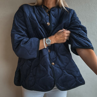 Navy Claudia velvet quilted jacket *NEW*