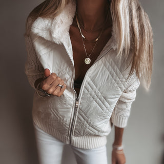 Tessa quilted VINTAGE WHITE bomber *NEW*