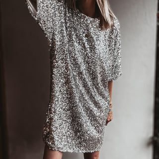 Relaxed Silver Sequin slip dress *NEW*