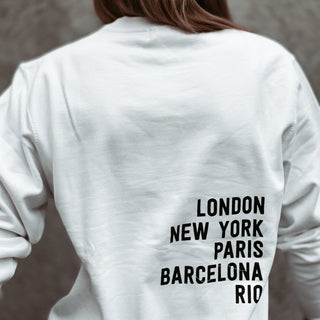 White CITIES sweatshirt  *boyfriend fit*