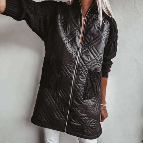 Tabitha quilted BLACK long jacket