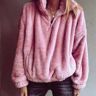 Super fleecy pink zip sweater *NEW*