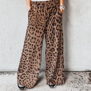 Leopard wide leg joggers *back in stock*