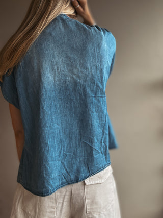 Denim ruffle Blouse *NEW*