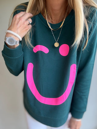 Green & neon pink sweatshirt *relaxed style*