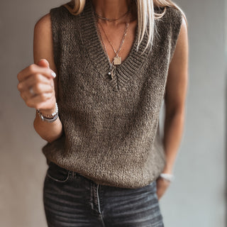 Fedora KHAKI knitted V tank *NEW*