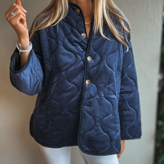 Navy Claudia velvet quilted jacket *NEW*