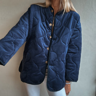 Navy Claudia velvet quilted jacket *NEW*