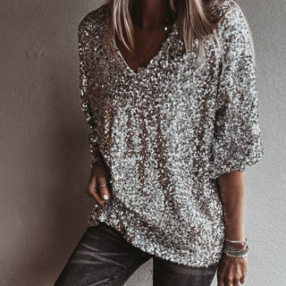 Relaxed Silver Sequin top *NEW*