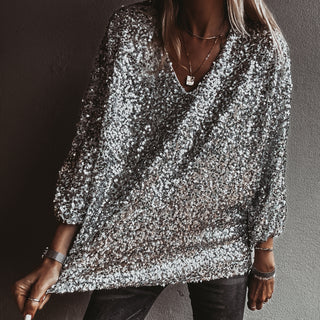 Relaxed Silver Sequin top *NEW*