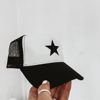 BLACK / WHITE STAR baseball cap *NEW*