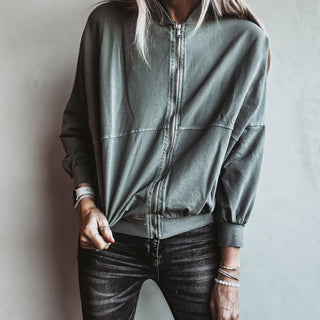 Ultimate zip through LIGHT OLIVE sweat bomber *NEW*