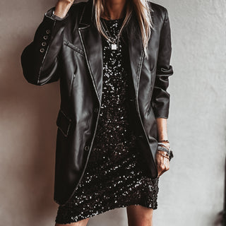 Relaxed Black Sequin slip dress *NEW*