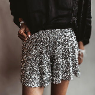 OSLO SILVER Sequin SHORTS