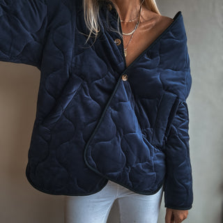 Navy Claudia velvet quilted jacket *NEW*