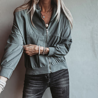 Ultimate zip through LIGHT OLIVE sweat bomber *NEW*