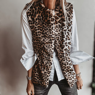 Faux fur leopard gilet