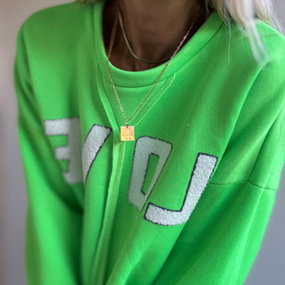 LOVE neon green sweatshirt *NEW*