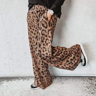 Leopard wide leg joggers *back in stock*