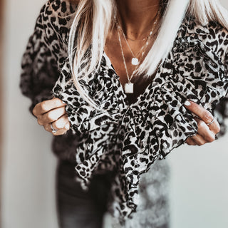 Leopard ruffle stripe Blouse *NEW*