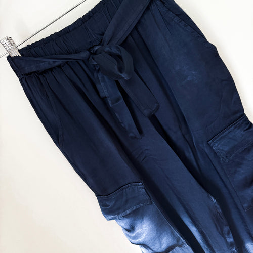 Navy Satin cargo joggers *NEW*