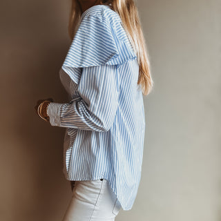 Asymmetic ruffle stripe Blouse *NEW*