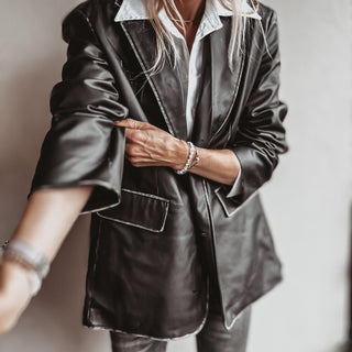 Black faux leather boyfriend blazer *NEW*