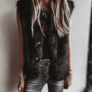 Faux fur BLACK gilet *NEW*