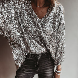 Relaxed Silver Sequin top *NEW*