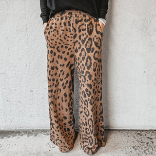 Leopard wide leg joggers *back in stock*