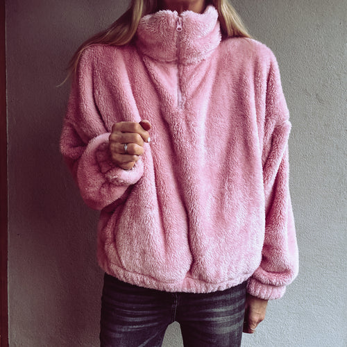 Super fleecy pink zip sweater *NEW*