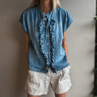 Denim ruffle Blouse *NEW*