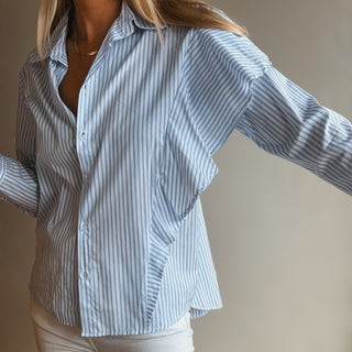 Asymmetic ruffle stripe Blouse