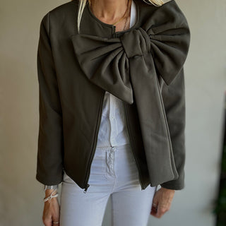 Statement Bow biker KHAKI blazer *NEW*